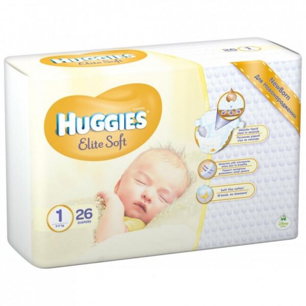 Huggies Newborn Elite Soft N1 2-5kg 26tk