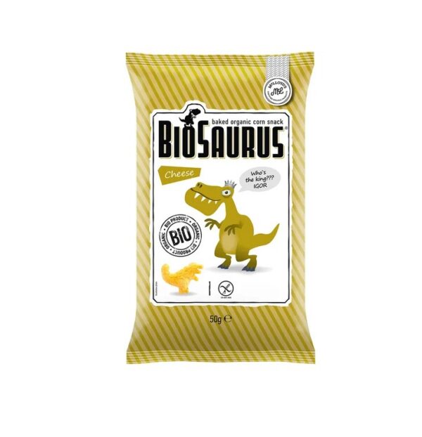 Juustumaitselised ökoloogilised maisikrõpsud 50g Biosaurus