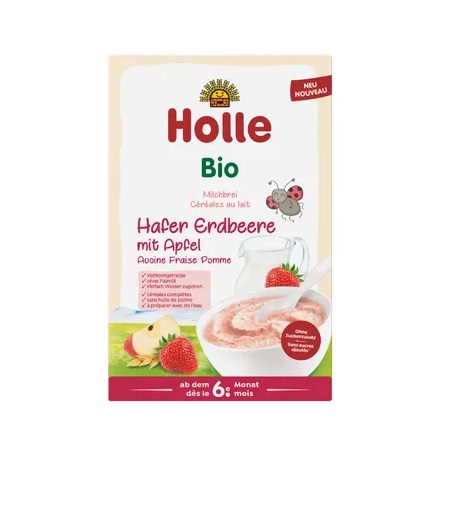 Holle Kaerahelbepuder maasikate ja õuntega imikutele alates 6. elukuust, mahe 250g