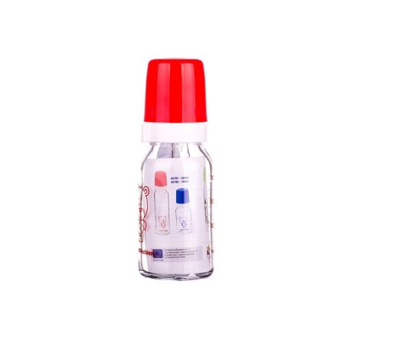Lutipudel klaas 120ml Punane mõmmi Canpol 42/102 silikoon lutiga 0+kuud