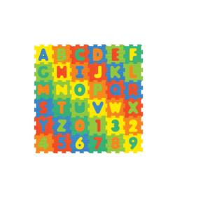 Puzzlematt põrandale tähed ja numbrid 36tk-pakendis (1puzzle täht-10,5×10,5cmx8mm)