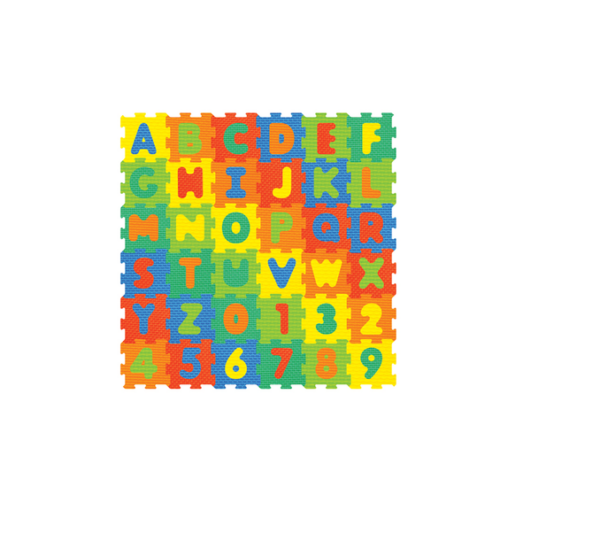 Puzzlematt põrandale tähed ja numbrid 36tk-pakendis (1puzzle täht-10,5×10,5cmx8mm)