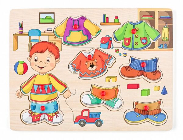 Woodyland Puidust puzzle nuppudega riieta Poissi