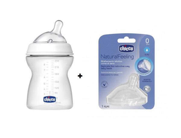 CHICCO LUTIPUDEL BPA-vaba 250ML Step Up 2+kuud ja 0+kuud pudeliluttidega