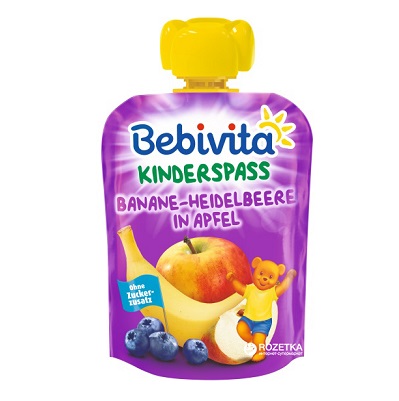 Lasterõõm õunapüree banaani ja mustikaga 3x90g 4.kuust Bebivita (1tuub-1,20eur)