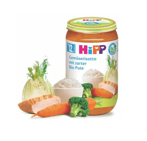 HiPP Köögiviljarisoto hõrgu kalkunilihaga ÖKO 3x250g 12.kuust (1purk-2,80eur)