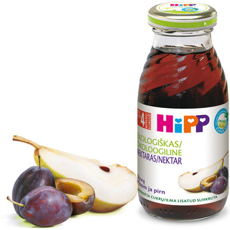 Ploomi-pirninektar ÖKO 0,2L Hipp 4.kuust+taara (1pudel+taara-1,75+0,10eur)