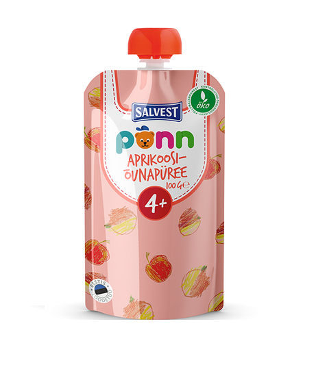 Salvest Põnn Ökoloogiline aprikoosi-õunapüree  4-elukuust  3x100g (1tuub-1,49eur)