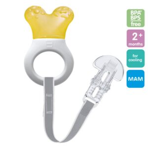 MAM Mini Cooler &Clip närimisrõngas+kinnituspael klambriga kollane 2+kuud