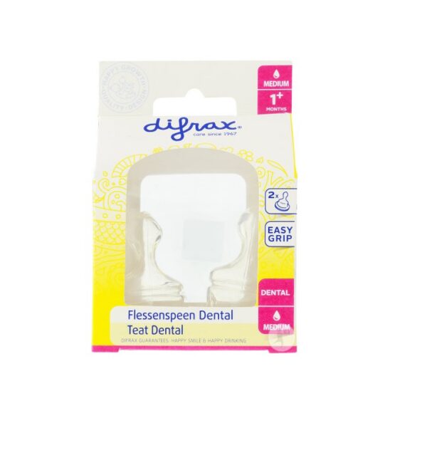 Pudelilutt Medium Dental kitsa kaelaga pudelile 2tk 1+kuud alates Difrax