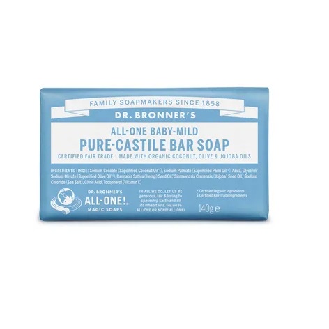 Dr. Bronner’s Castile laste lõhnatu seep BABY MILD, ökoloogiline 140g