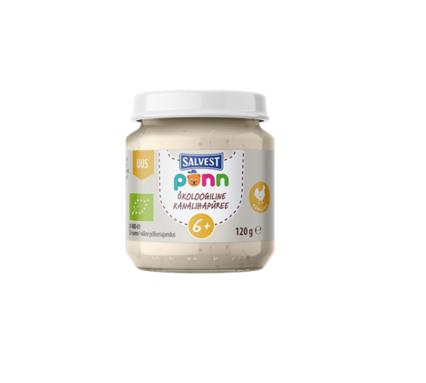PÕNN Salvest Ökoloogiline Kanalihapüree  3×120 g ,6-elukuust (1purk-2,89eur)