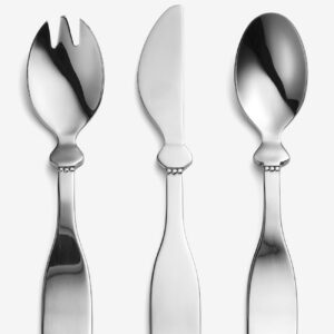 Elodie Feeding Childrens cutlary set  Silver metall 3-ne komplekt