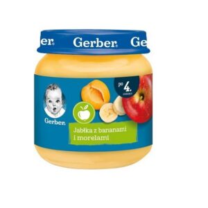 Gerber magustoit õunad banaanid ja aprikoosid, 3×125 g 4+kuust (1purk-1,90eur)