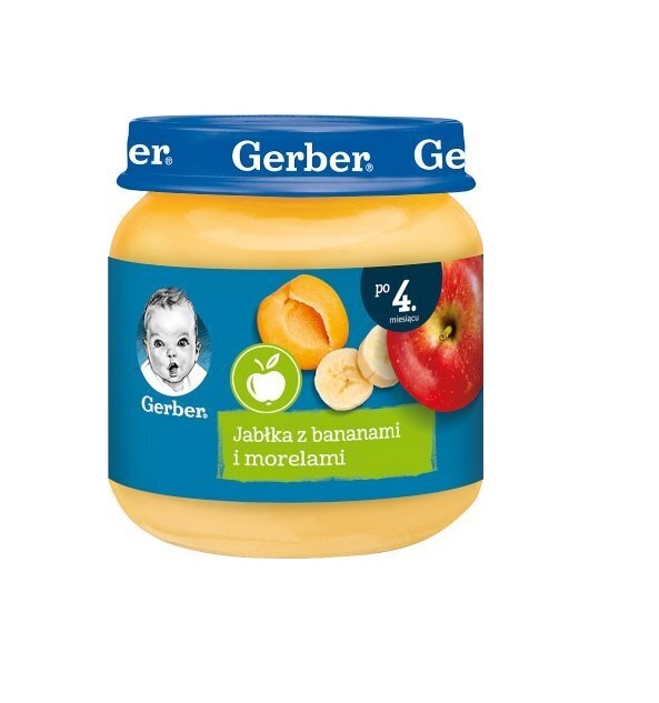 Gerber magustoit õunad banaanid ja aprikoosid, 3×125 g 4+kuust (1purk-1,90eur)