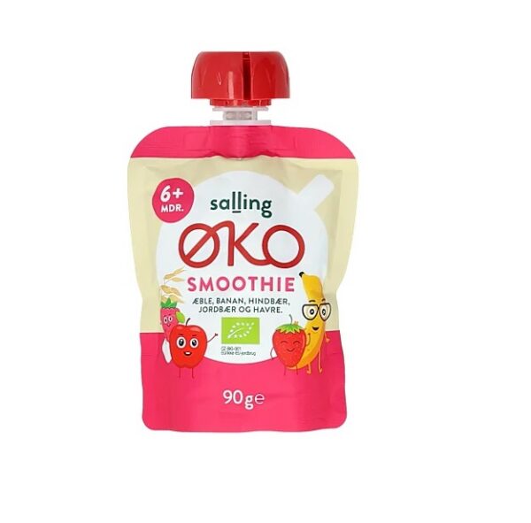 Smuuti õuna, banaani, vaarika, maasika ja kaeraga Salling Eko öko 6+kuust 3x90g (1tuub-0,99eur)