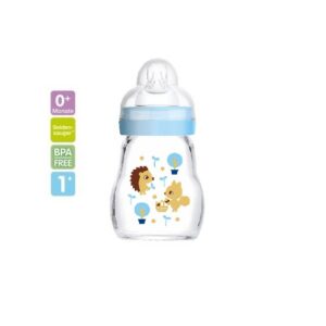 MAM Feel Good klaaspudel 160ml sinine orav ja siil,2+kuud 295027