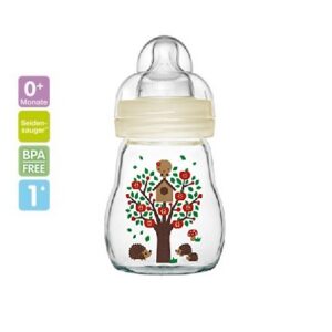 MAM Feel Good klaaspudel 160ml valge puu linnumajaga,2+kuud 295027