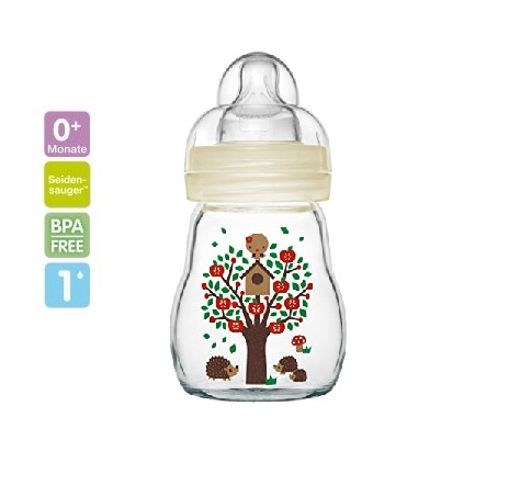 MAM Feel Good klaaspudel 160ml valge puu linnumajaga,2+kuud 295027
