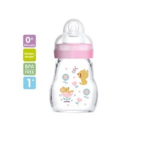 MAM Feel Good klaaspudel 160ml roosa kiisu ja hiireke ,2+kuud 295027