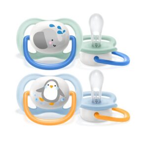 PHILIPS AVENT lutt ULTRA AIR ANIMALS, 6-18kuud poisid, 2tk õrnsinine pingviin/õrnroheline elevant