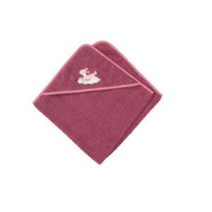 Lupilu kapuutsiga vannirätik Fuksia kitsekesega 75x75cm