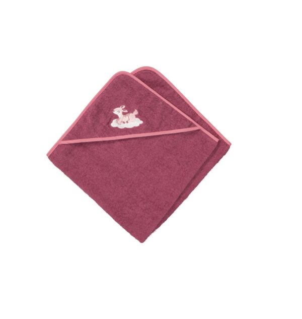 Lupilu kapuutsiga vannirätik Fuksia kitsekesega 75x75cm