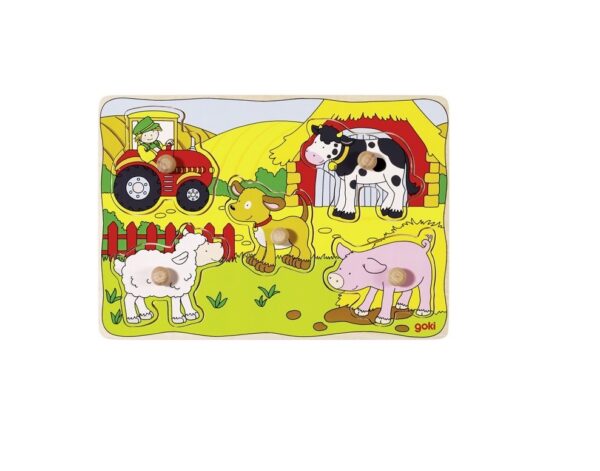 Goki puidust puzzle nuppudega Farmis