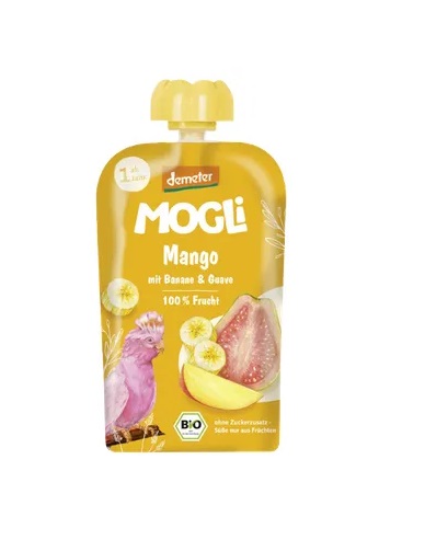 Mogli Mango-, banaani- ja guajaavipüree, biodünaamiline 100g 1+aastasele