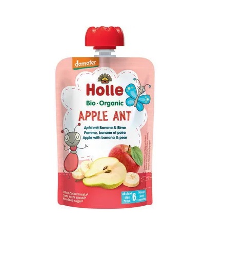 Holle  Õuna-, banaani- ja pirnipüree APPLE SIPELGAS, imikutele alates 6. elukuust, biodünaamiline  6×100 g (1tuub-1,69eur)