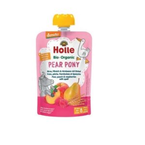 Holle PEAR PONY pirni-, virsiku-, vaarika- ja speltanisupüree imikutele alates 8. kuust, biodünaamiline 6×100 g (1tuub-1,69eur)