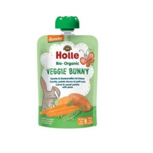 Holle porgandi-, bataadi- ja hernepüree, imikutele alates 6. elukuust, biodünaamiline VEGGIE BANNY 6x90g (1tuub-1,69eur)