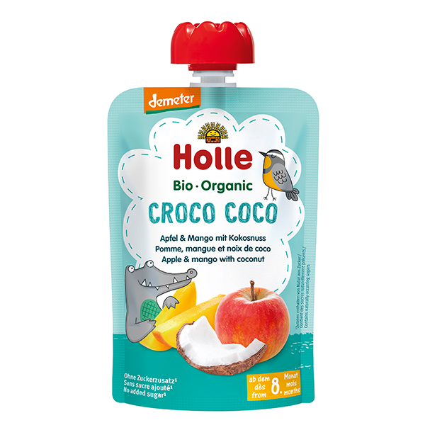 Õuna-mangopüree kookosega 6×100 g, alates 8-elukuust Holle (1tuub-1,69eur) CROCO COCO