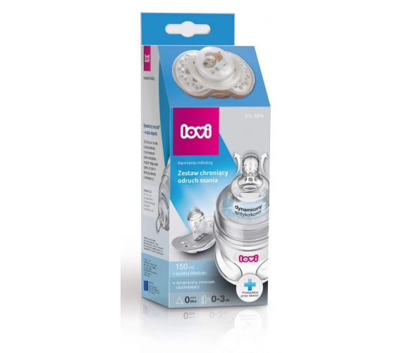 Lovi komplekt 150ml lutipudel 0+kuud+ kingitus -silikoon rõngaslutt 0-3kuud