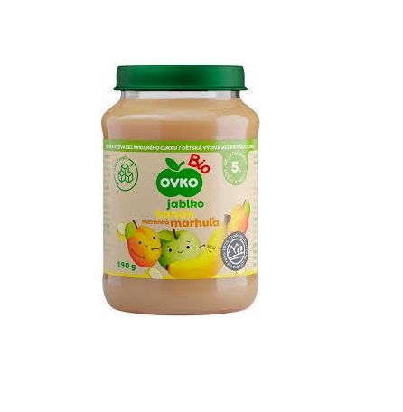OVKO ÖKO beebitoit õuna, banaani ja aprikoosidega  2x190g 4+kuust (1purk-1,95eur)