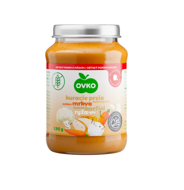 OVKO beebipüree porgandi,lillkapsa,riisi ja kanarinnalihaga 2x190g 7+kuust (1purk-1,95eur)