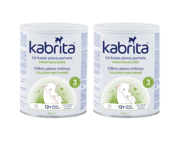 Kitsepiimal põhinev, kergelt seeduv piimasegu KABRITA3 lastele alates 12+kuu vanusest 2x800g (1pakk-47,85eur)
