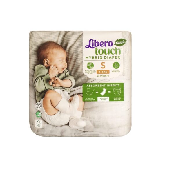 Libero Touch Hybrid korduvasutatava riidestmähkme sisupadjad 26 tk S suurus 3-8kg