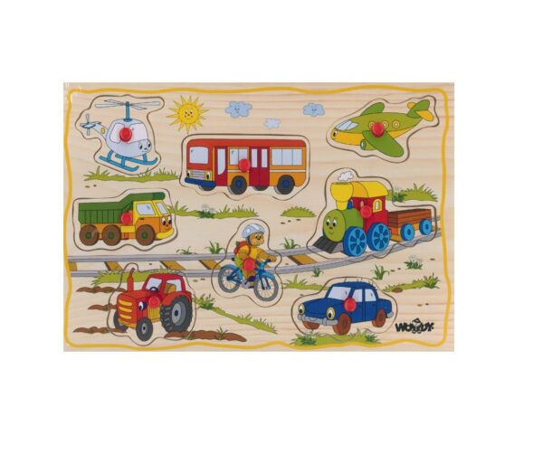 Woodyland Puidust puzzle nuppudega Sõidukid