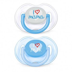 AVENT Klassikalised lutid 0-6kuud, I love mama/milk,sinine/valge 2tk Avent SCF172/50