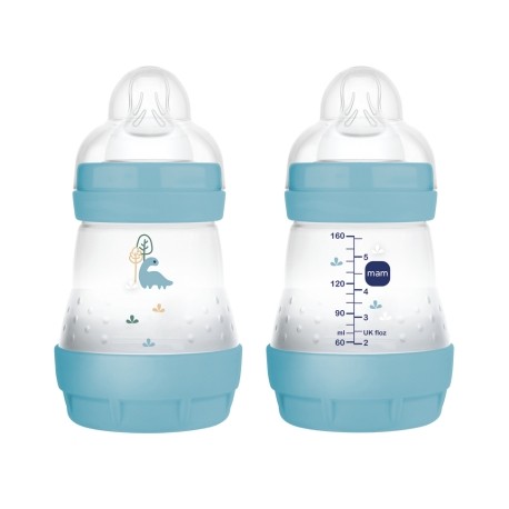 MAM ULTIVENT 80% Anti-Colic  LUTIPUDEL 160ML 0+KUUD Sinine DINO 1tk