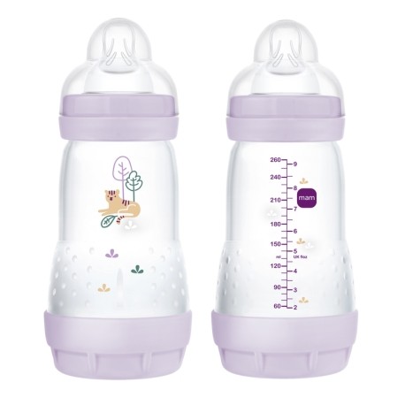 MAM ULTIVENT 80% Anti-Colic  LUTIPUDEL 260ML 0+KUUD Õrnlilla Tiiger puude all 1tk