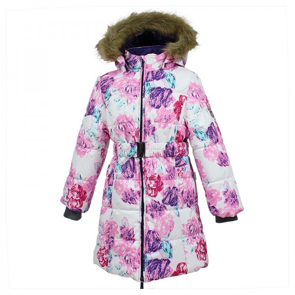 Tüdrukute mantel  YACARANDA 12030030  71520-valge mustriga (116-152cm) Huppa