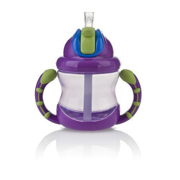 Nüby Flip-n Sip kõrrega pudel,sangadega 270ML 12+kuud  LILLA