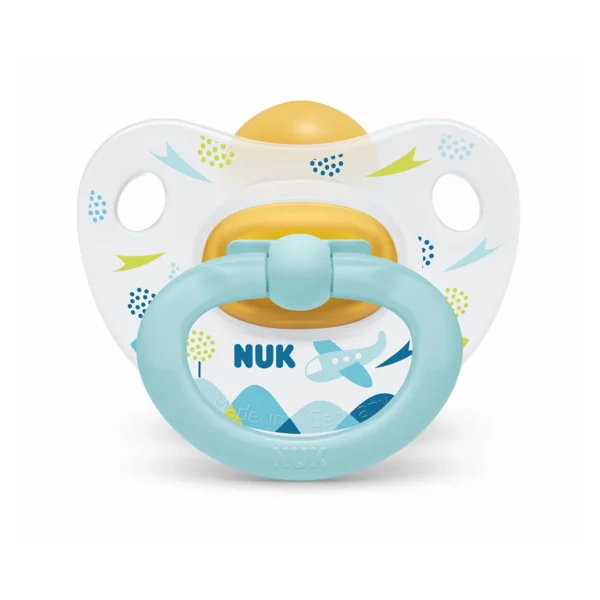 Nuk lateks ortodondiline rõngaslutt Happy Kids N2 6-18kuud 1tk sinine lennuk