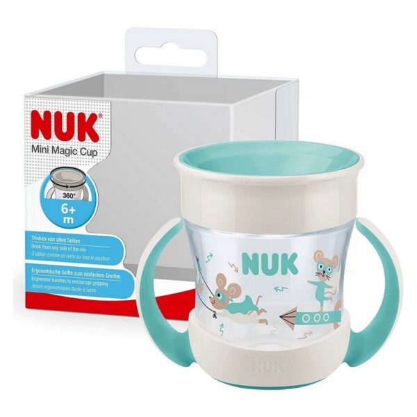 NUK Mini Magic Cup 160ml ääre ja kaanega 6+kuud roheline hiireke