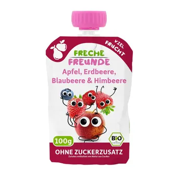 Õuna-, maasika-, mustika- ja vaarikapüree, alates 12. elukuust , ökoloogiline FRECHE FREUNDE 100 g