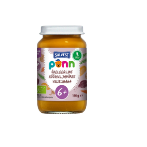Salvest Põnn Põnn ÖKO köögiviljapüree veiselihaga 3x190g ,6-elukuust (1purk-2,27eur)