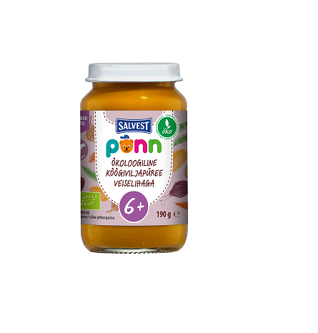 Salvest Põnn Põnn ÖKO köögiviljapüree veiselihaga 3x190g ,6-elukuust (1purk-2,27eur)