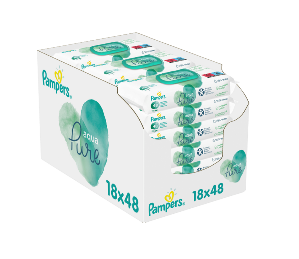 Niisked salvrätikud Pampers Pure Ecomm box – Aqua Wipes 18×48=864pcs
